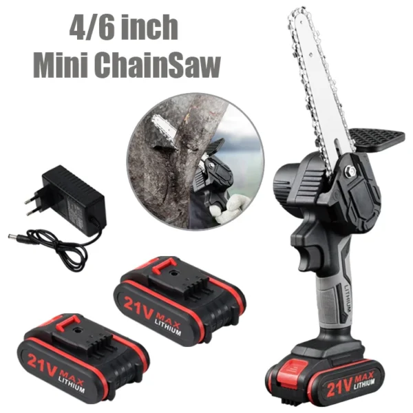 20V Handheld 6Inch Cordless Electric Mini Chain Saw For Wood Cutting - Image 6