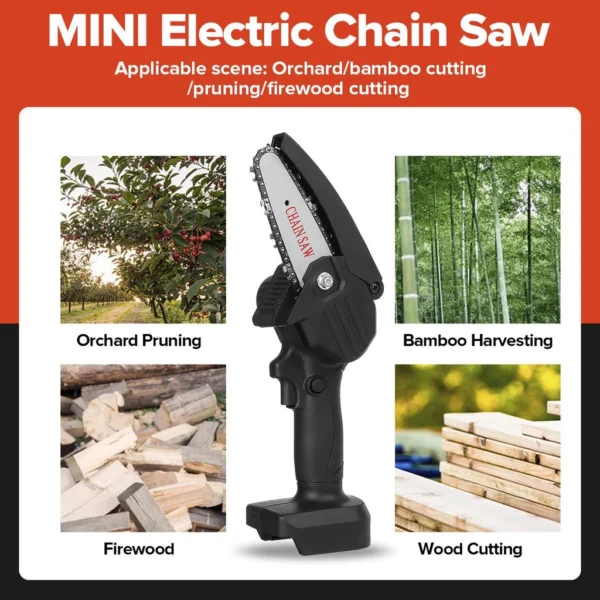 New Design 4 Inch 21V 550W Cheap Portable Handheld Electric Tree Cutting Cordless Chain Saw Battery Mini Chainsaw - Image 2