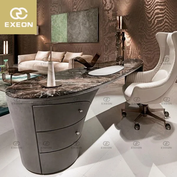 Upscale Luxury Ceo Manager Escritorio Boss Executive Computer Desk Furniture Modern Marble Home Desk - Image 6