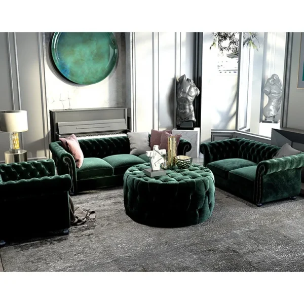 Free shipping within U.S Living Room Modern Chesterfield Sofa Tufted Velvet Sofa Set Furniture - Image 5