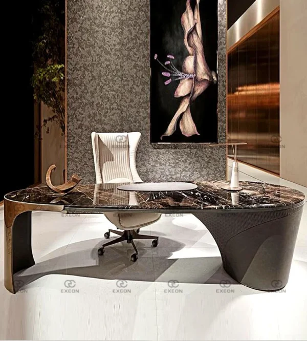 Upscale Luxury Ceo Manager Escritorio Boss Executive Computer Desk Furniture Modern Marble Home Desk - Image 2