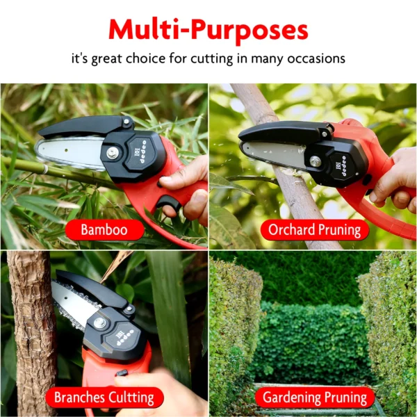 Portable Cordless Chain Saw Electric Chainsaw with Brushless Motor Pruning Shears Chainsaws 4 Inch - Image 4